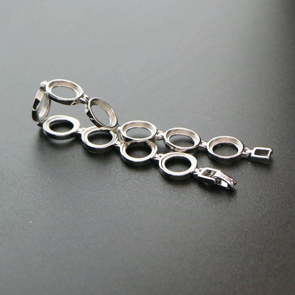 1Pcs Oval And Round Bezel Solid 925 Sterling Silver Bracelet Settings DIY Supplies 1900212 - Click Image to Close